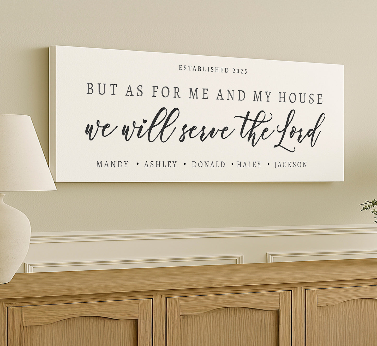 a picture of a wall hanging above a dresser