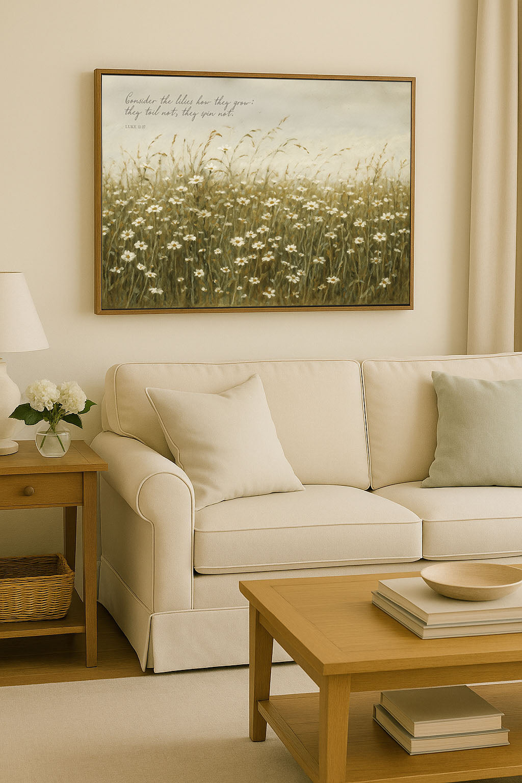 a living room with a couch and a coffee table