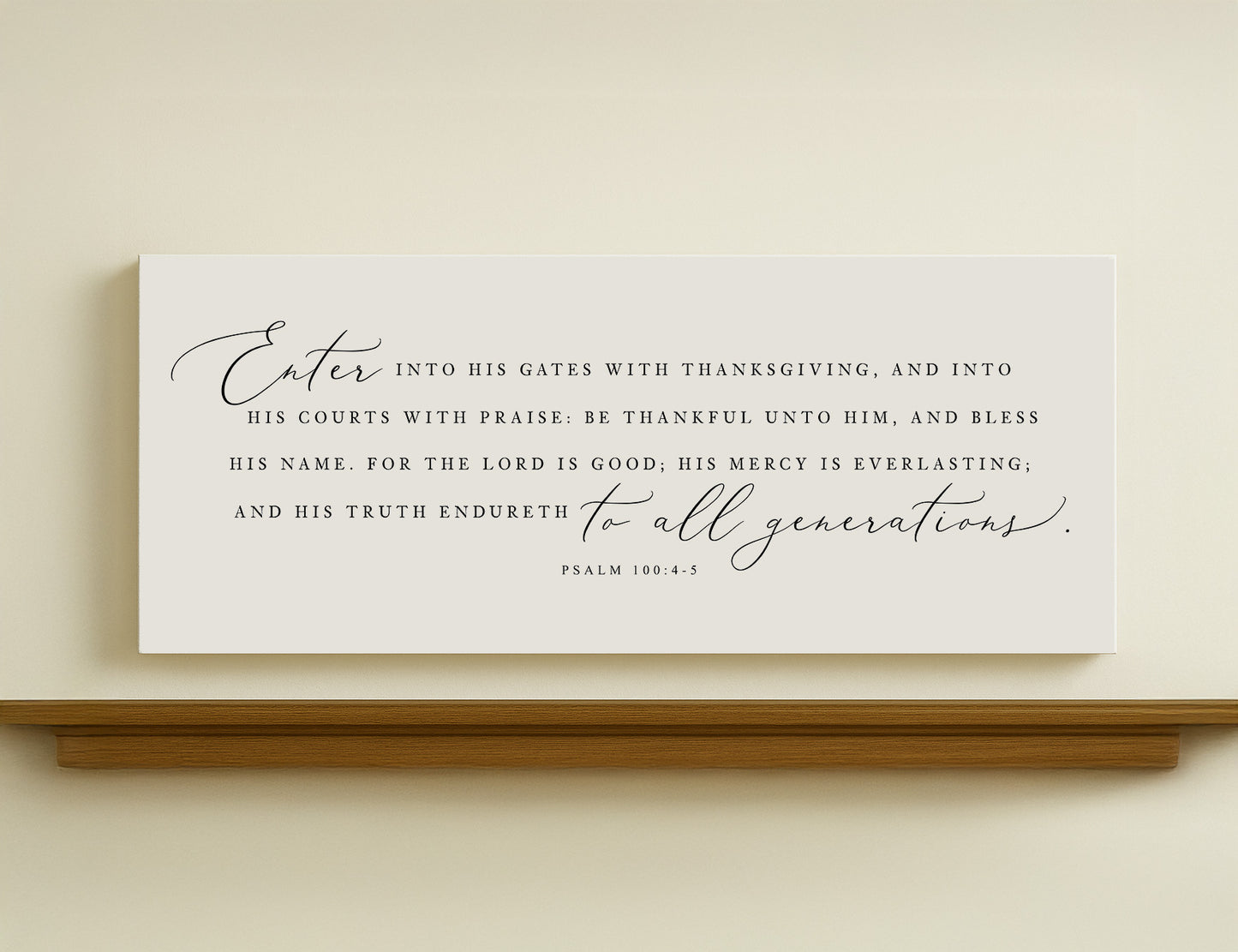 a wooden shelf with a quote on it