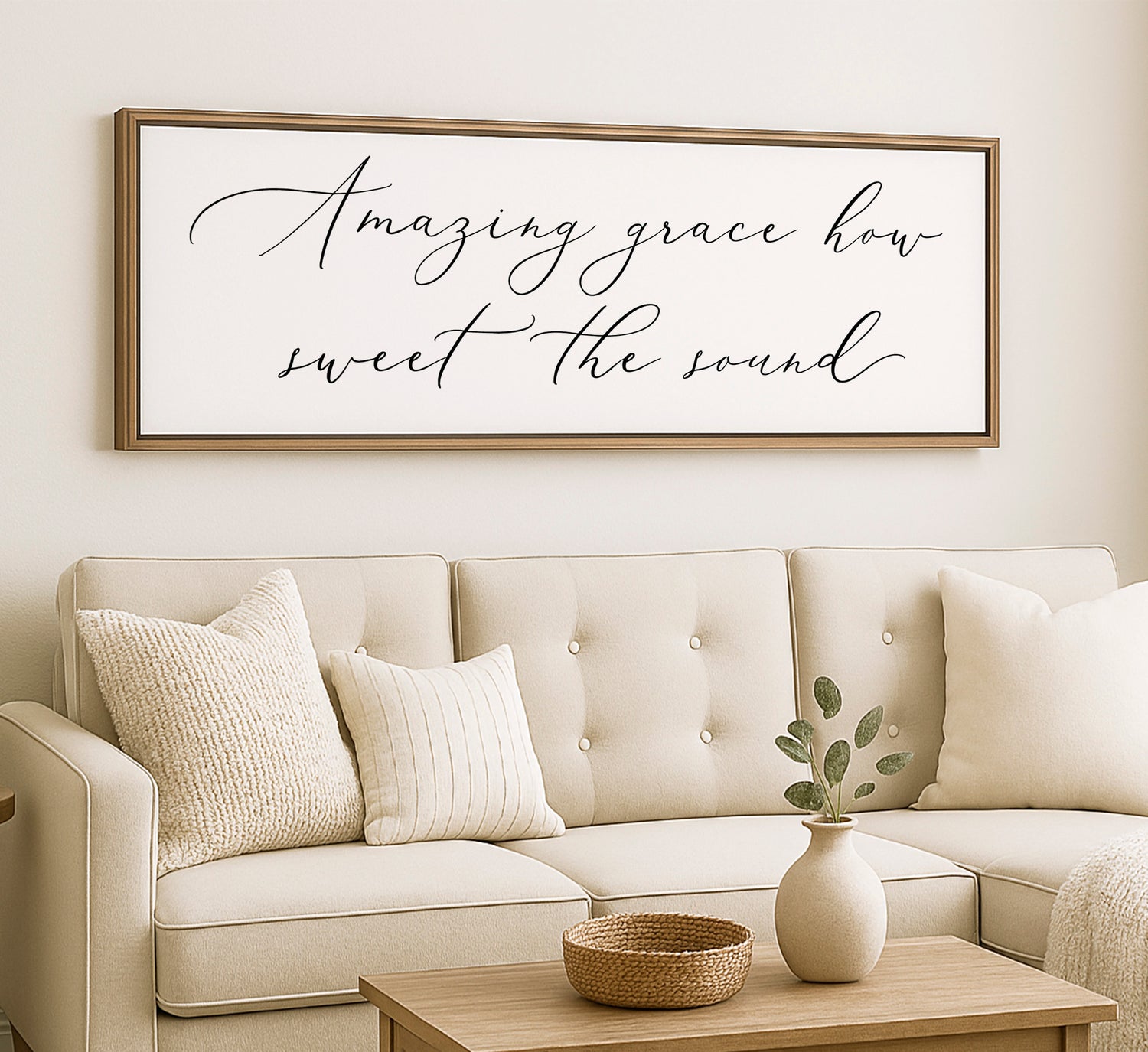 a living room with a couch and a coffee table