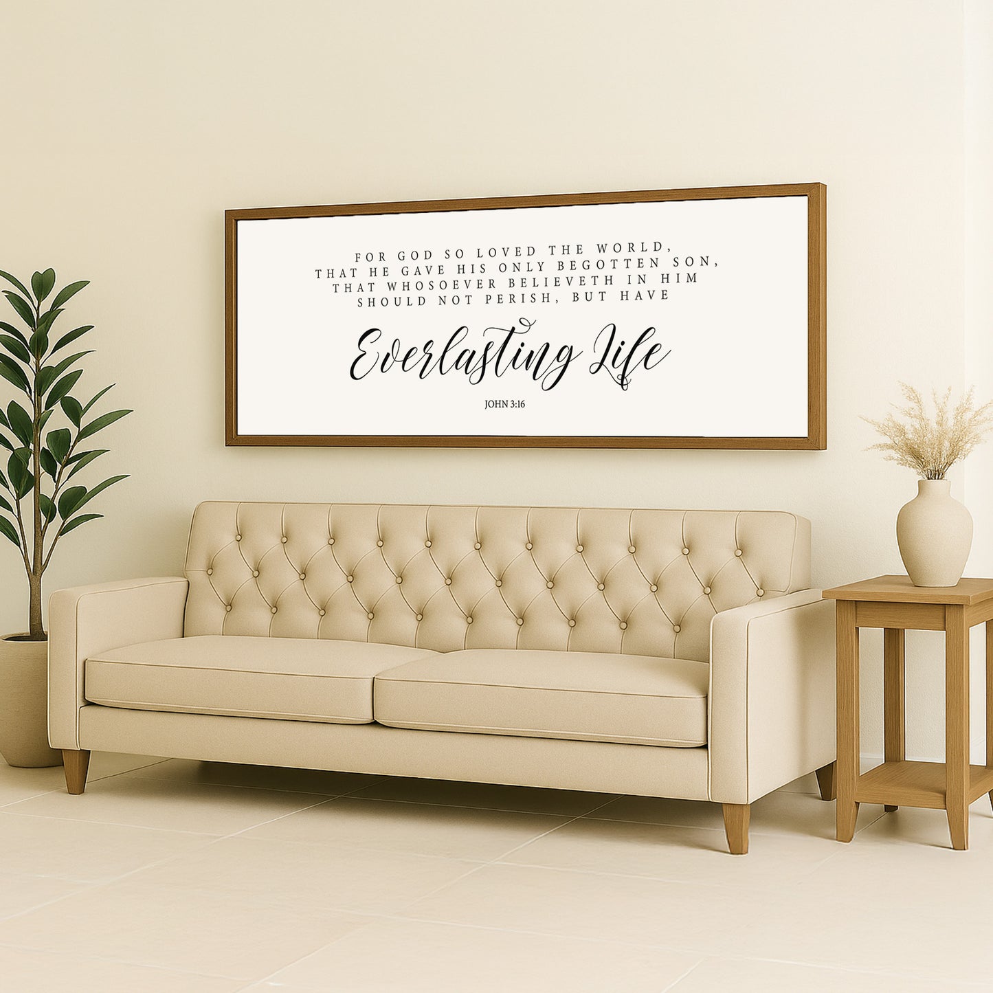 a living room with a couch and a table