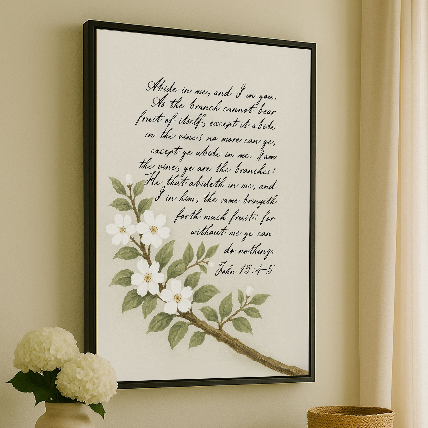 a vase with flowers on top of a wooden dresser