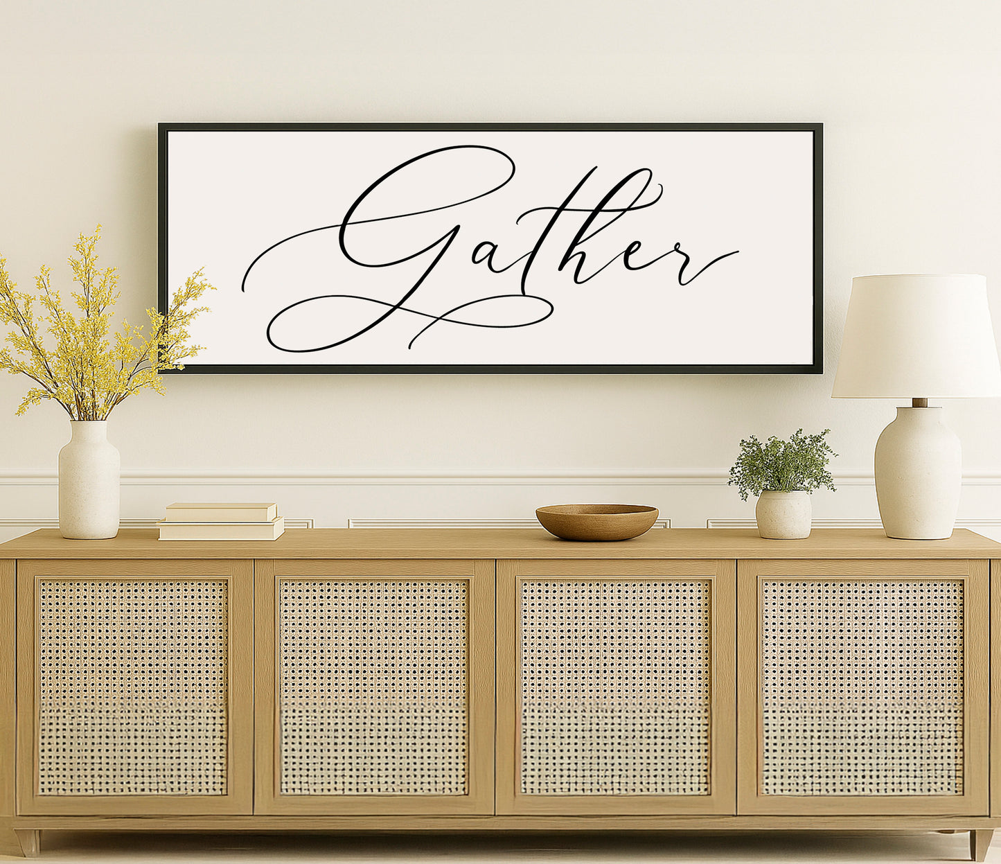 a picture hanging on a wall above a dresser