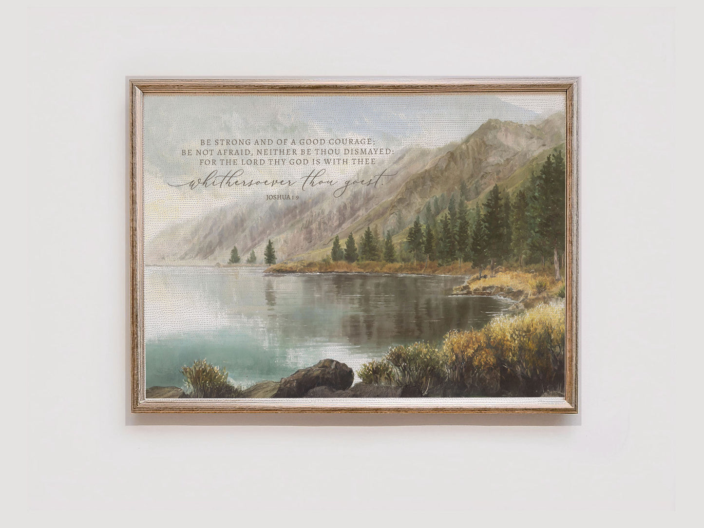 Be Strong & Courageous | Modern Landscape Wall Art | Joshua 1:9