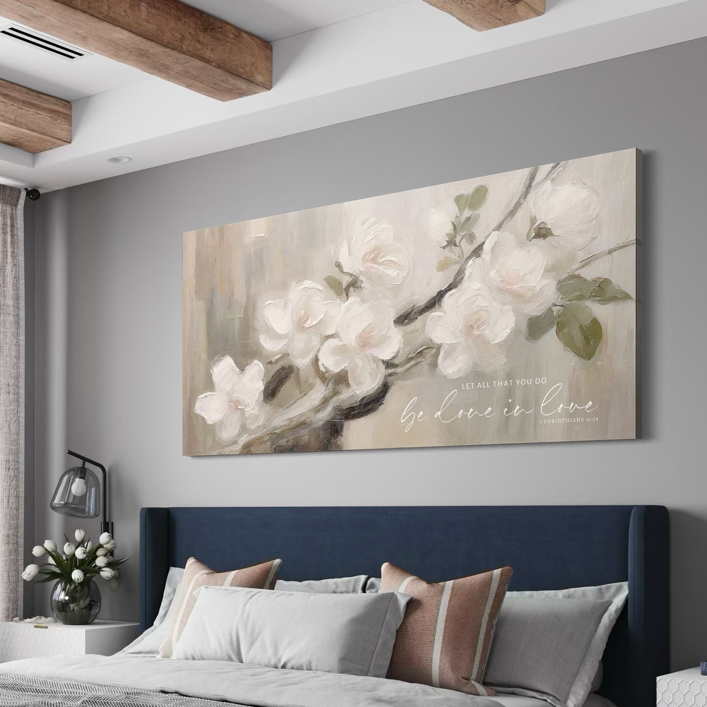Done In Love | Neutral Floral Wall Art | Scripture Botanical Print