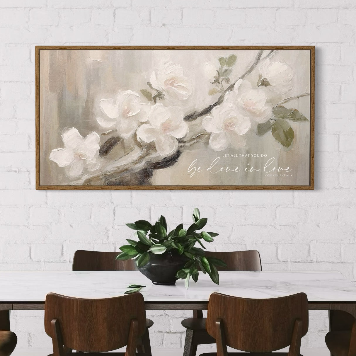 Done In Love | Neutral Floral Wall Art | Scripture Botanical Print