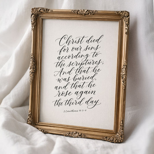 Christ Died for Our Sins | Christian Scripture Wall Art | Digital Download