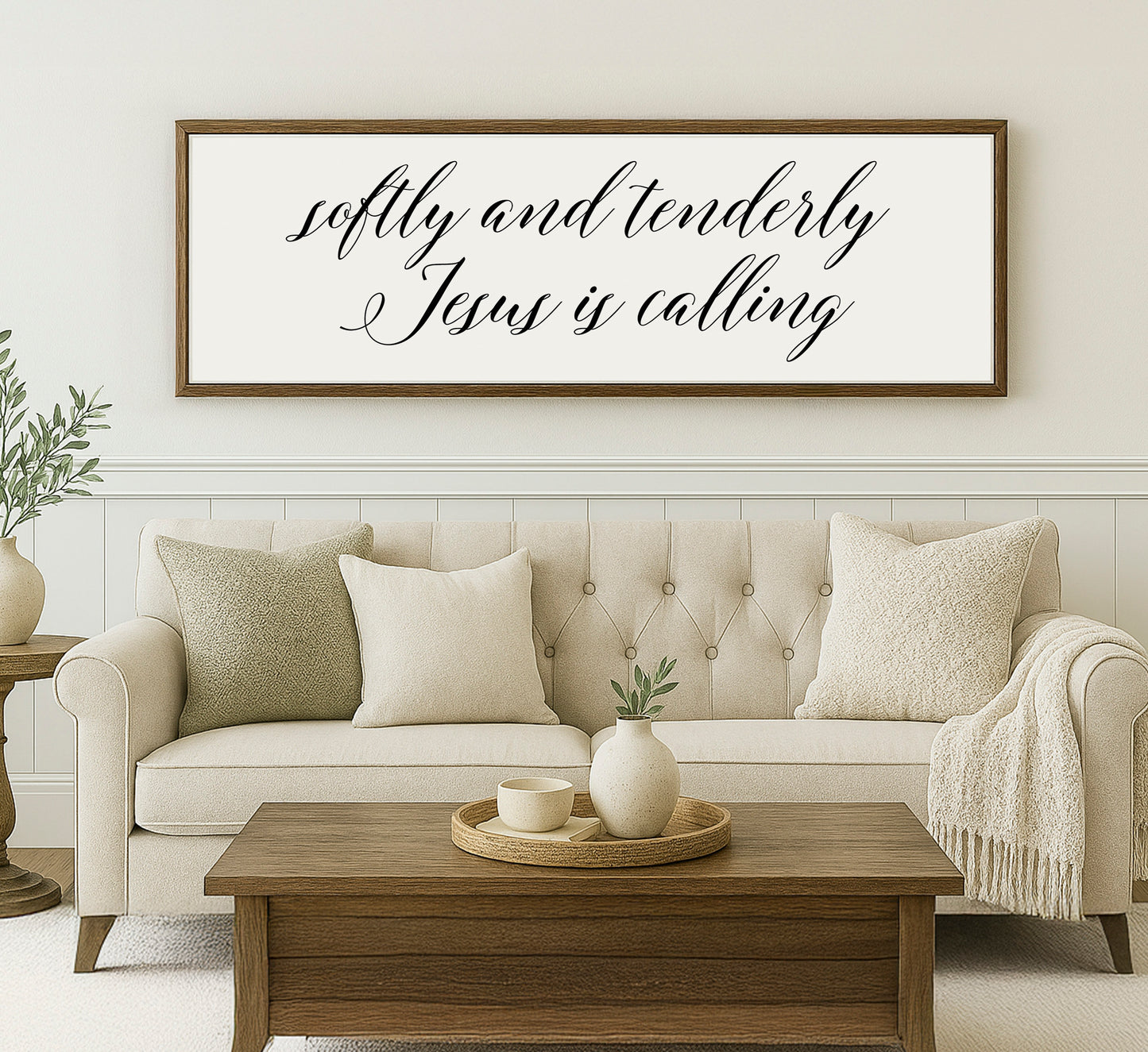 a living room with a couch and a coffee table