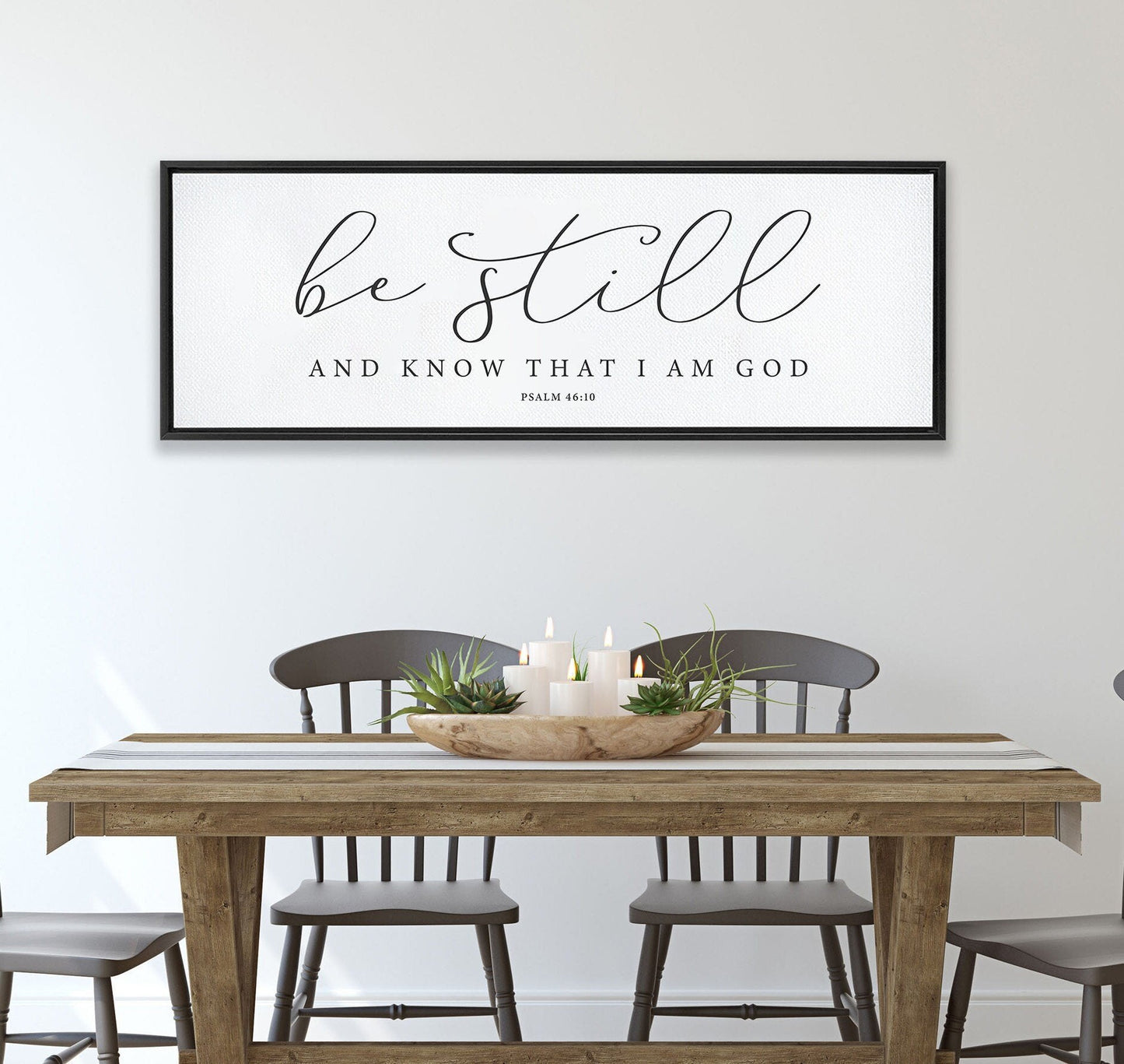 Be Still And Know That I Am God Sign, Scripture Canvas Wall Art, | Bible Verse Framed Christian Wall Art Sign | Farmhouse, Psalm 46:10 - Forever Written