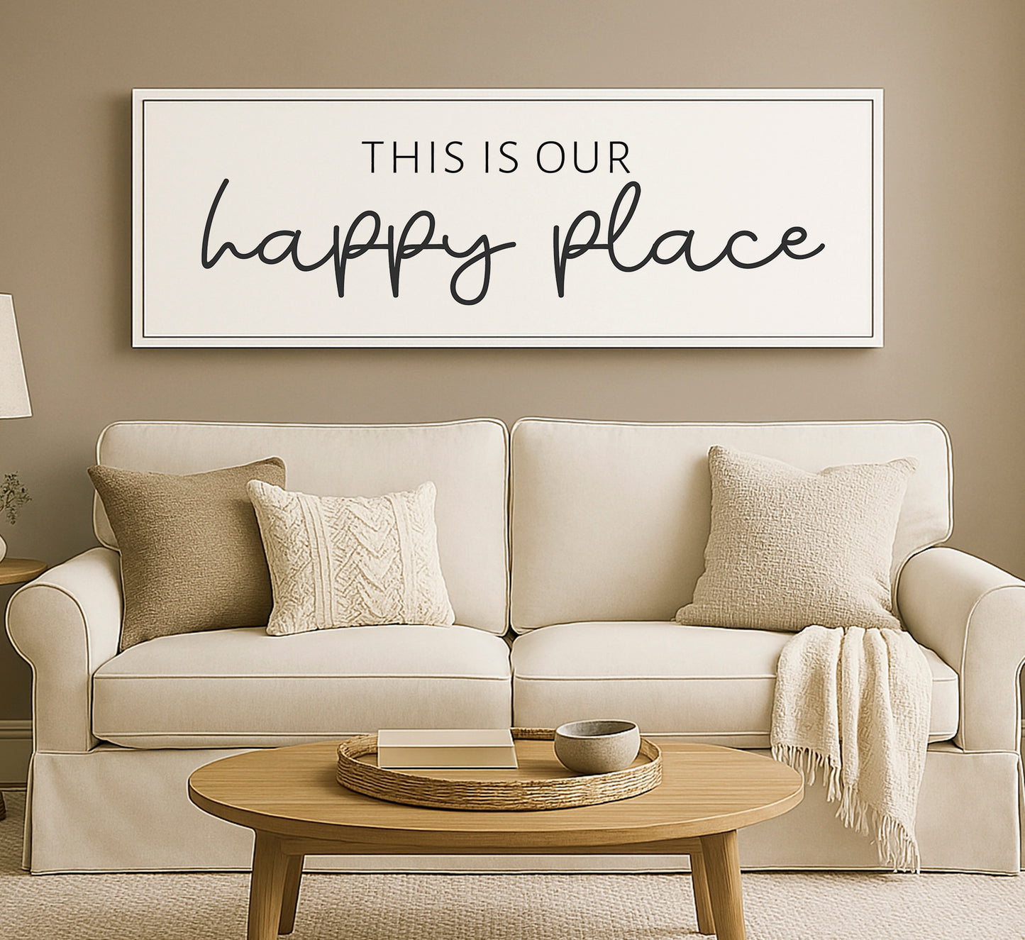 a living room with a couch and a coffee table