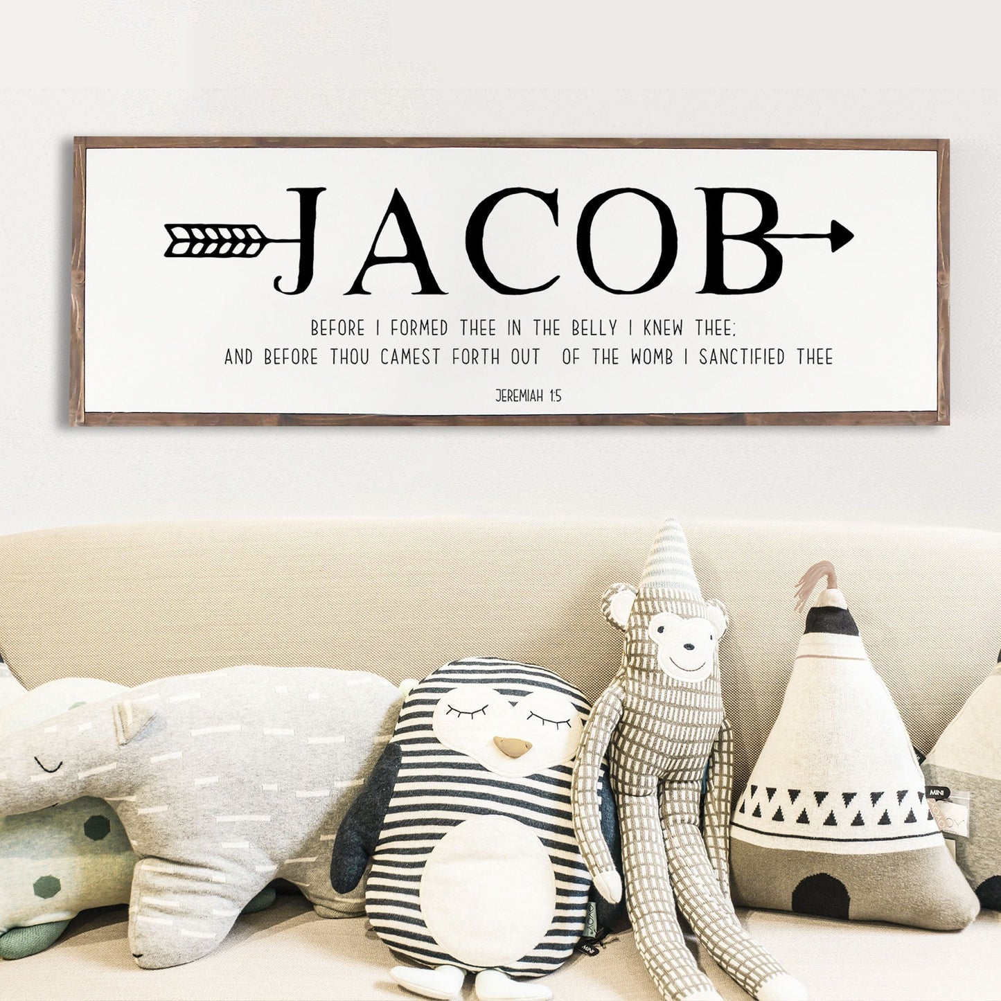 PERSONALIZED SCRIPTURE NURSERY Wood Sign, Hand Painted, Nursery Rustic Wood Sign Jeremiah 1:5, Before I formed Thee