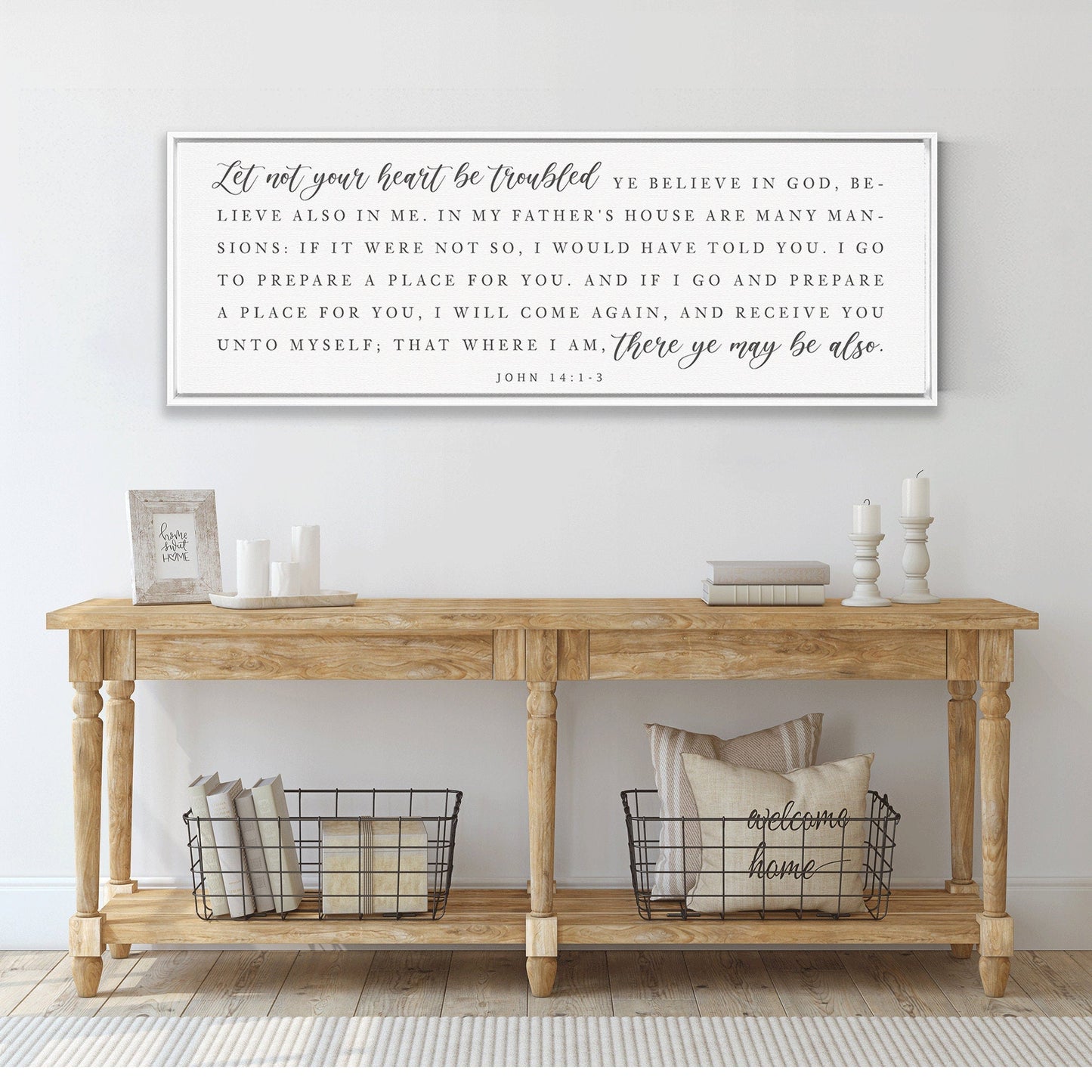 Let Not Your Heart Be Troubled | Scripture Sign | SCRIPTURE WALL ART | | Large Home Bible Verse Sign With Frame Options | John 14:1-3