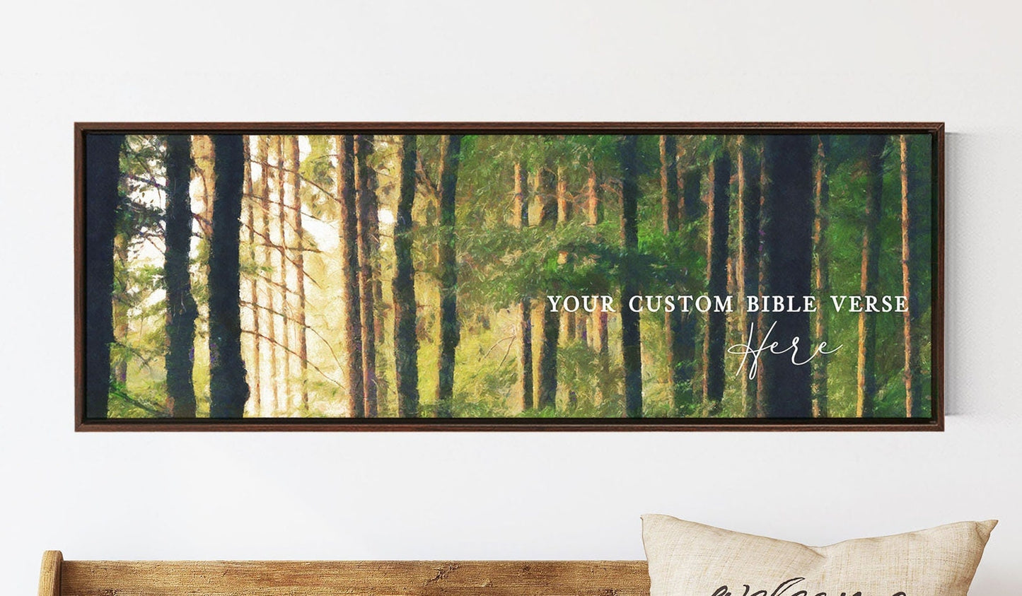 Custom Bible Verse Canvas Quote Sign | Personalized Wall Art Sign, Inspirational Canvas Wall Art | Oil painted forest canvas print