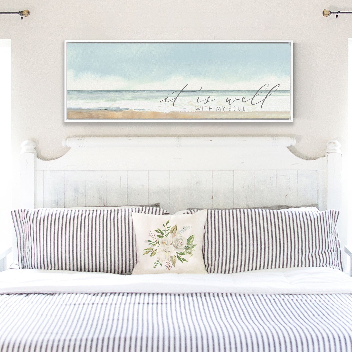 IT IS WELL With My Soul Coastal Canvas Wall Art, | Christian Wall Art | Coastal Beach Painting | Beach Coastal Wall Art | Farmhouse