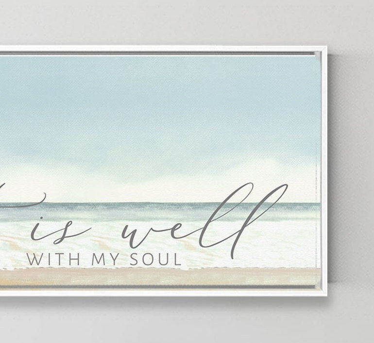 IT IS WELL With My Soul Coastal Canvas Wall Art, | Christian Wall Art | Coastal Beach Painting | Beach Coastal Wall Art | Farmhouse
