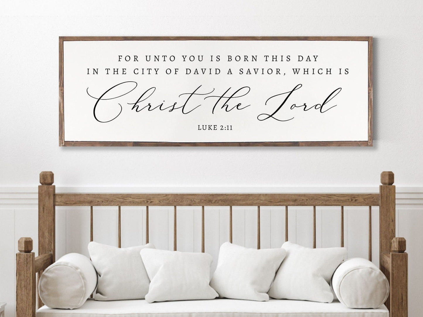 For Unto You Is Born This Day - Christmas Rustic Wood Sign Luke 2:11 | Large Christmas wood sign | Christmas Decor | Christian Decoration