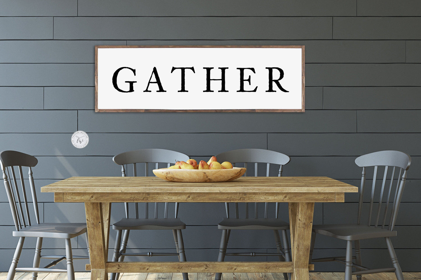 GATHER DINING ROOM Sign Gathered Around the Table Sign Farmhouse | Dining Room home décor | framed wood sign | Dining Room Wood Sign