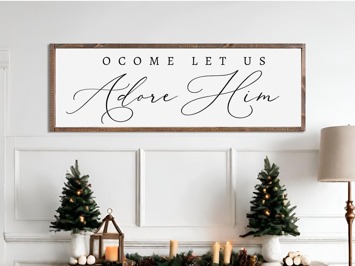 O Come Let Us Adore Him, Christmas Wood Sign. Available in several sizes. Made of Wood.