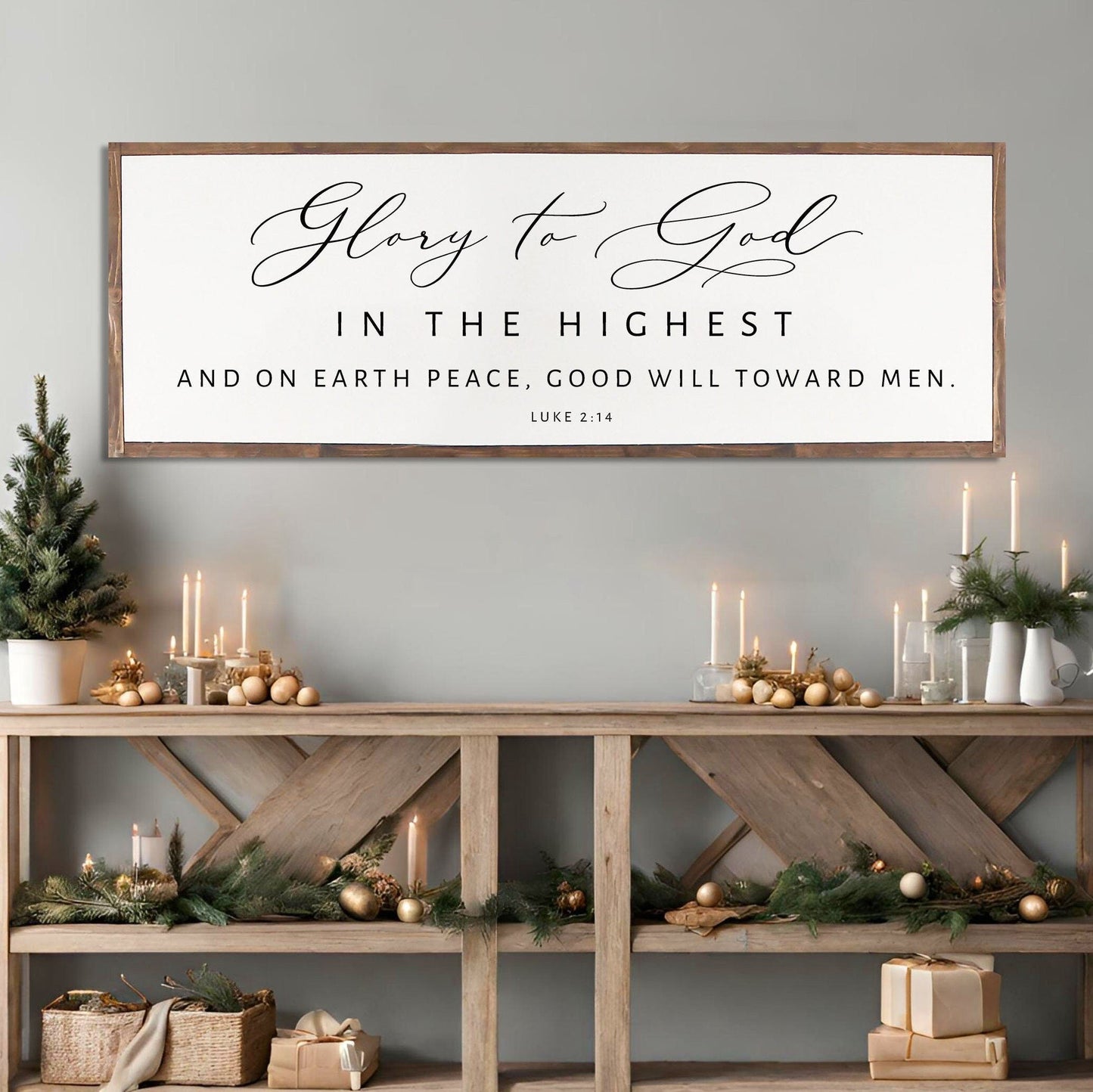 Glory to God in the Highest - Christmas Home Décor, Modern Farmhouse Wood Sign | Large Christmas sign | Christmas Décor, Christian Wall Art