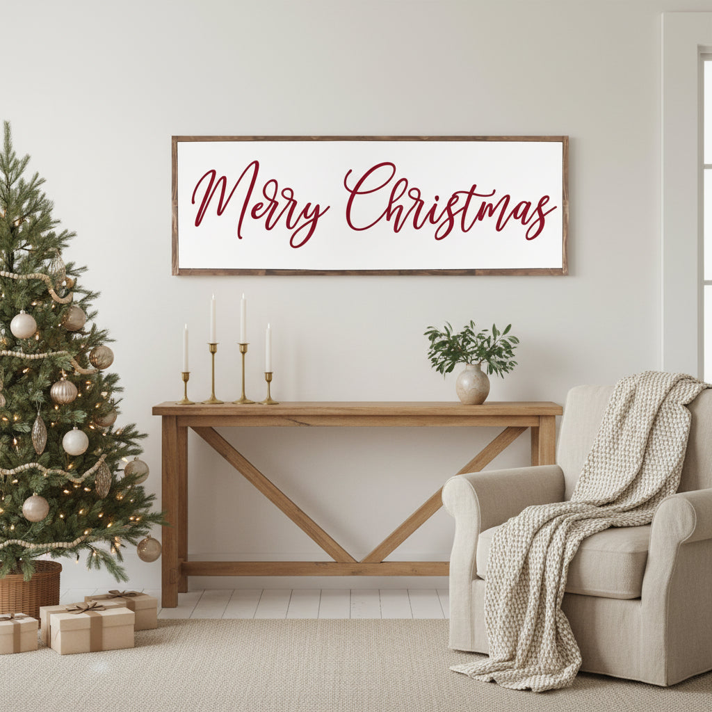 Merry Christmas Farmhouse Wood Sign