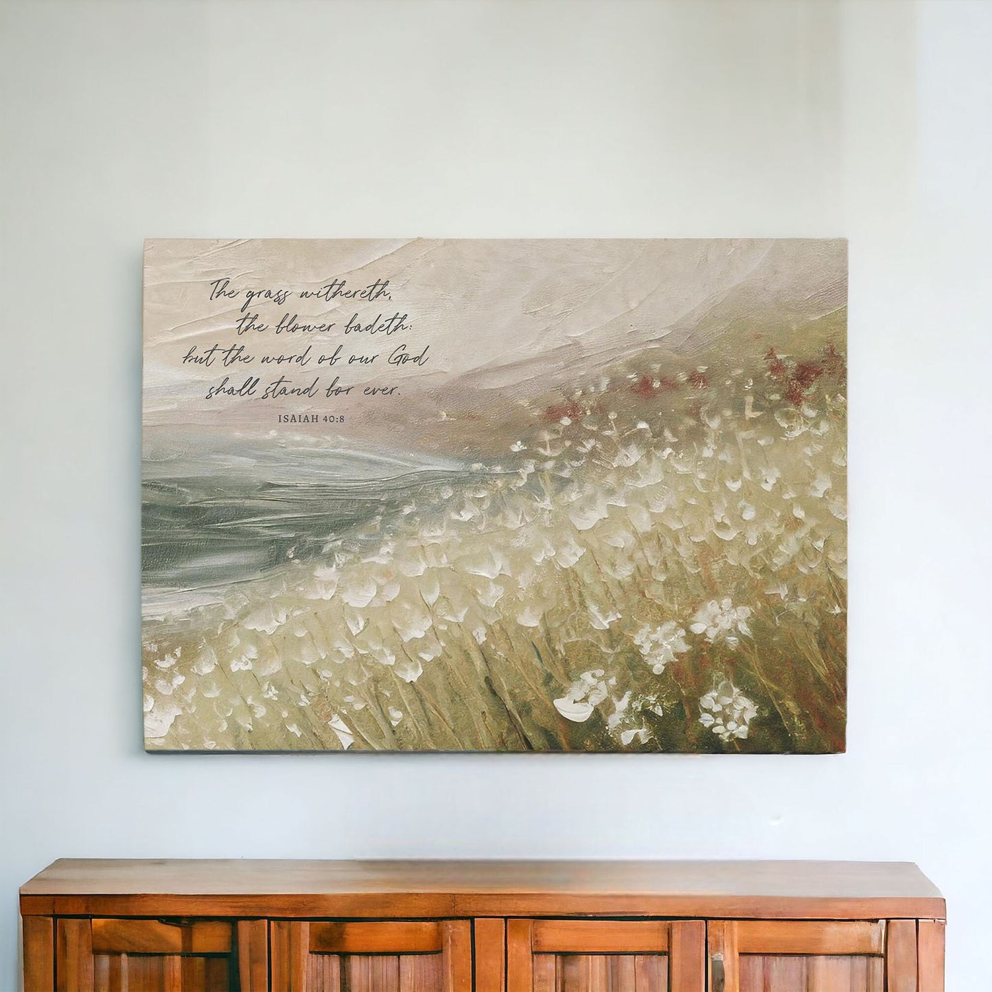 Scripture Wall Art | Scripture Canvas | Christian Canvas | Wall Art | Christian wall art || The Grass Withereth | Isaiah 40:8 | Vintage