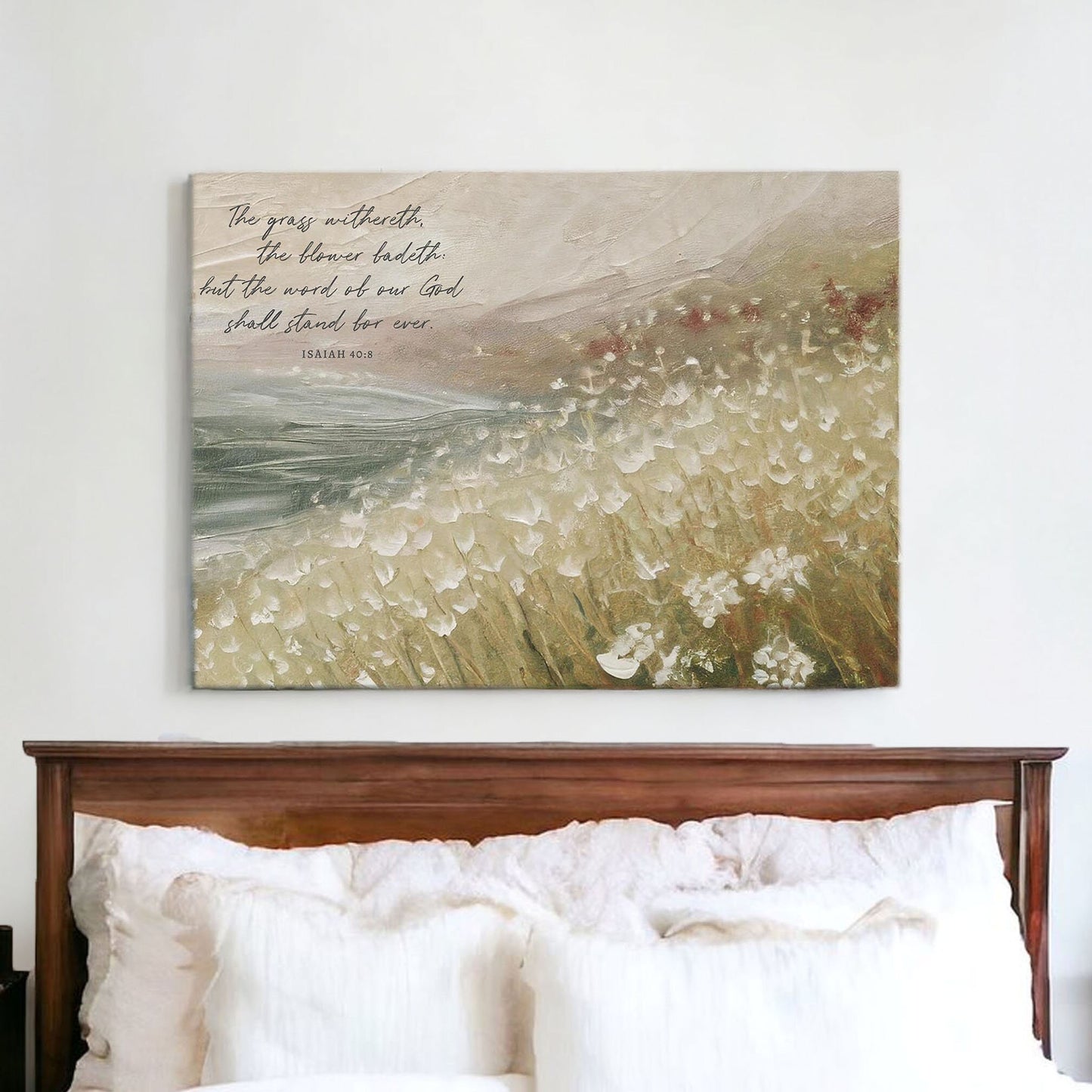 Scripture Wall Art | Scripture Canvas | Christian Canvas | Wall Art | Christian wall art || The Grass Withereth | Isaiah 40:8 | Vintage