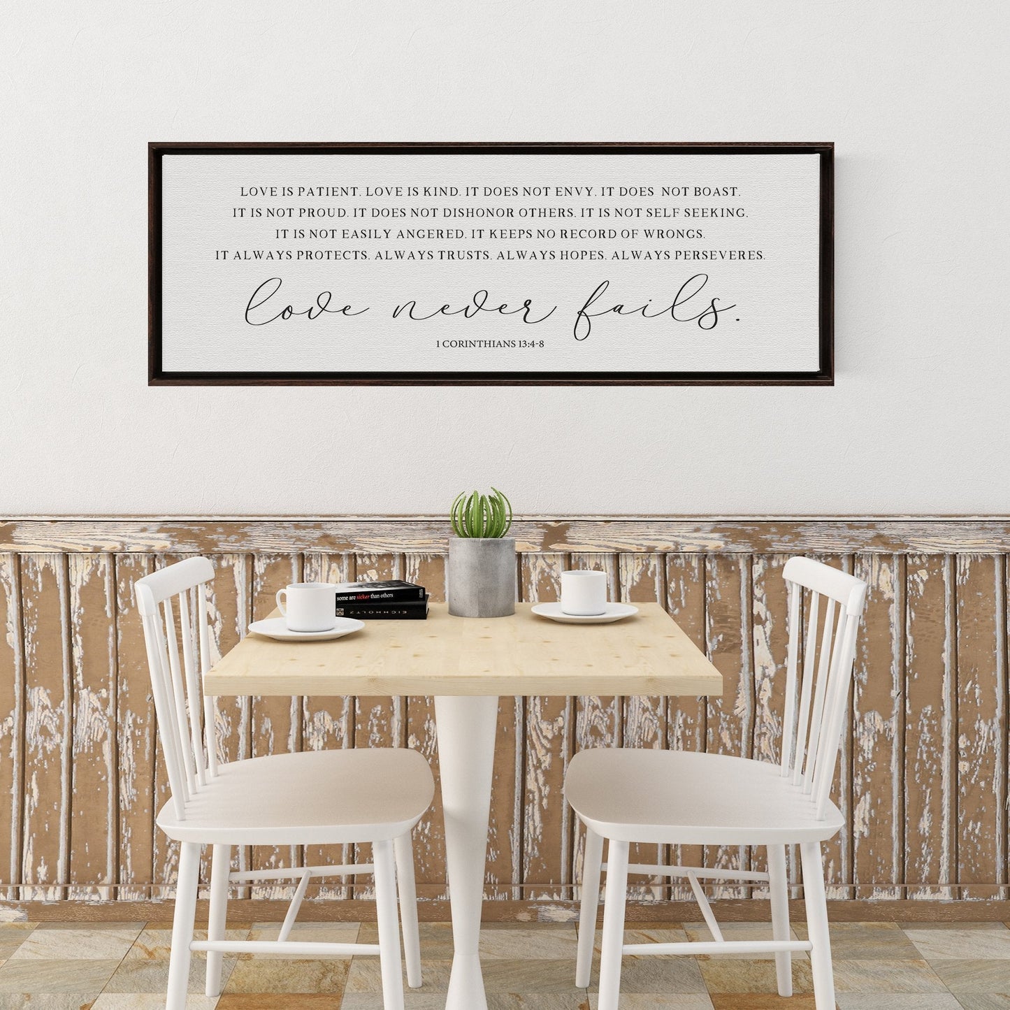 Love Never Fails | 1 Corinthians 13:4-8 | Bible Verse Wall Art - Forever Written