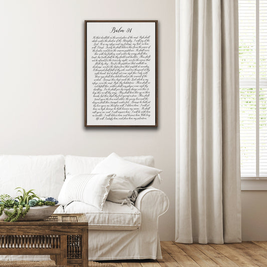 Psalm 91 Scripture Wall Art | Bible Verse Sign | Christian Wall Decor | Bible Verse Wall Art Sign | Psalm 91 Sign With Wood Frame Options