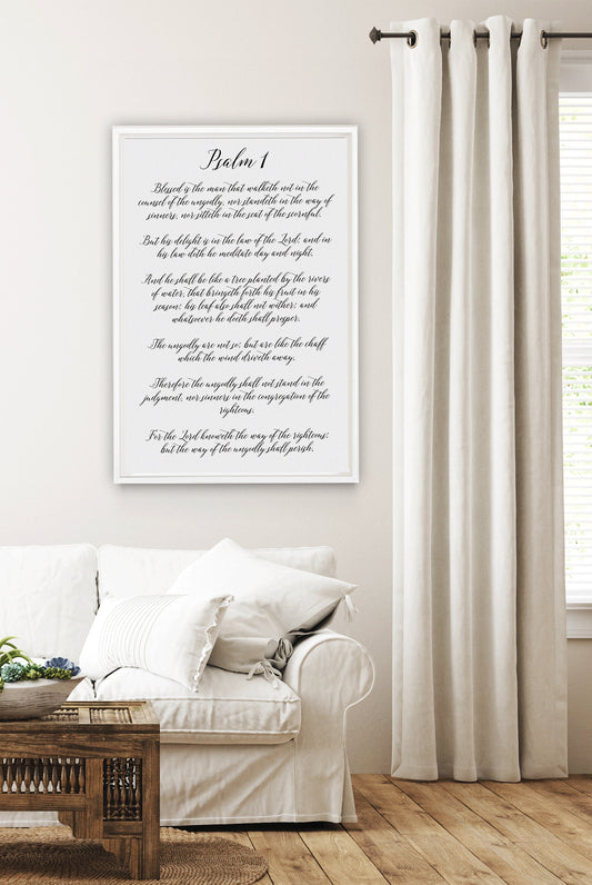 Psalm 1 Scripture Wall Art | Bible Verse Sign | Christian Wall Decor | Bible Verse Wall Art Sign | Psalm 91 Sign With Wood Frame Options