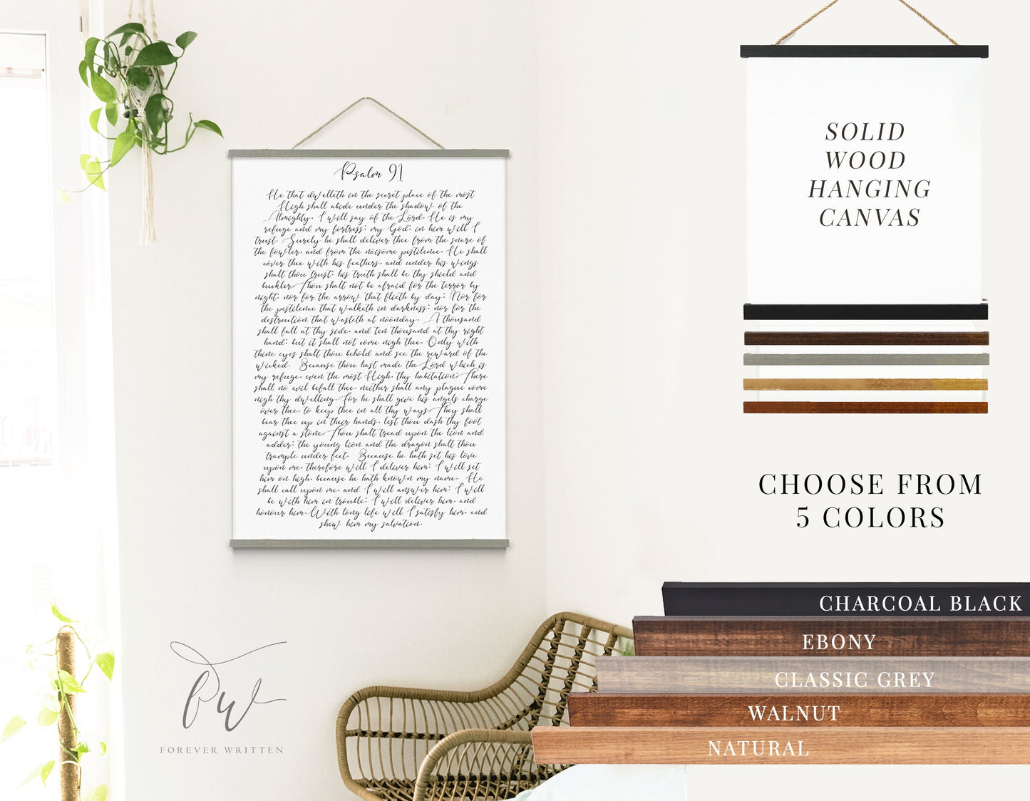 The Fruit of the Spirit | Bible Verse Hanging Canvas | Galatians 5:22-23 Scripture Wall Art Wood Hanging Canvas