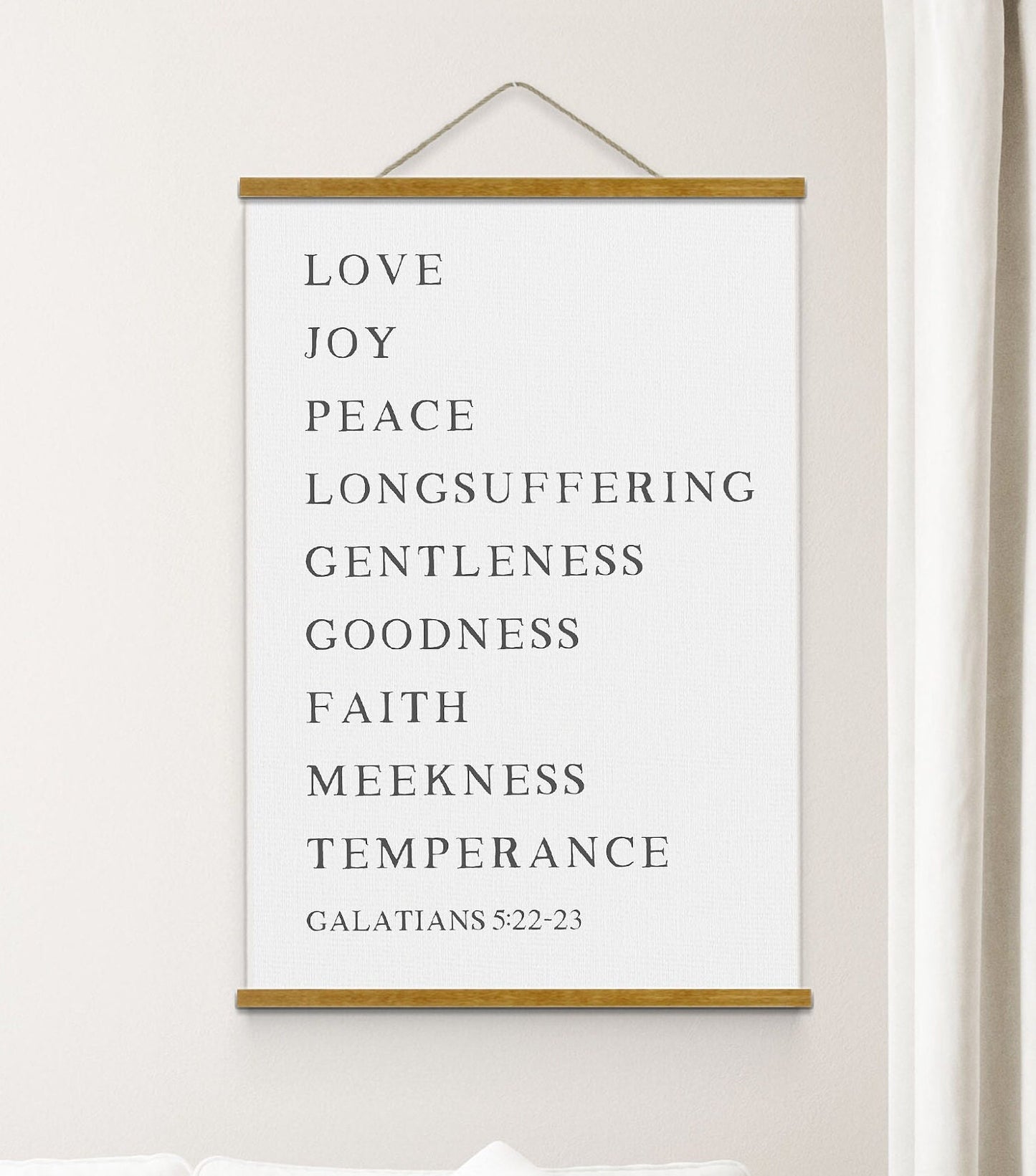 The Fruit of the Spirit | Bible Verse Hanging Canvas | Galatians 5:22-23 Scripture Wall Art Wood Hanging Canvas