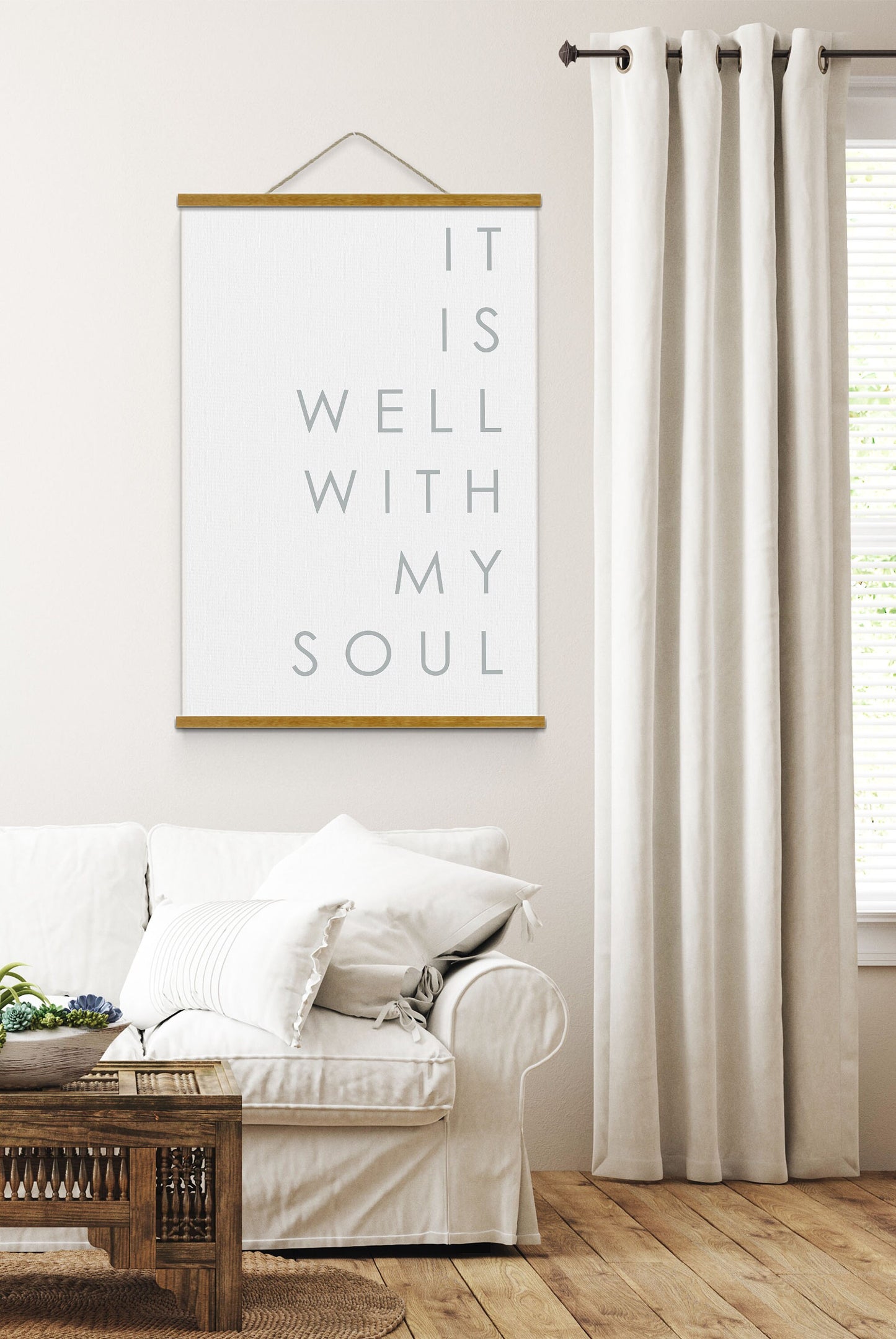IT IS WELL With My Soul |Hymn Hanging Canvas | It Is Well Modern Farmhouse Wall Art Wood Hanging Canvas