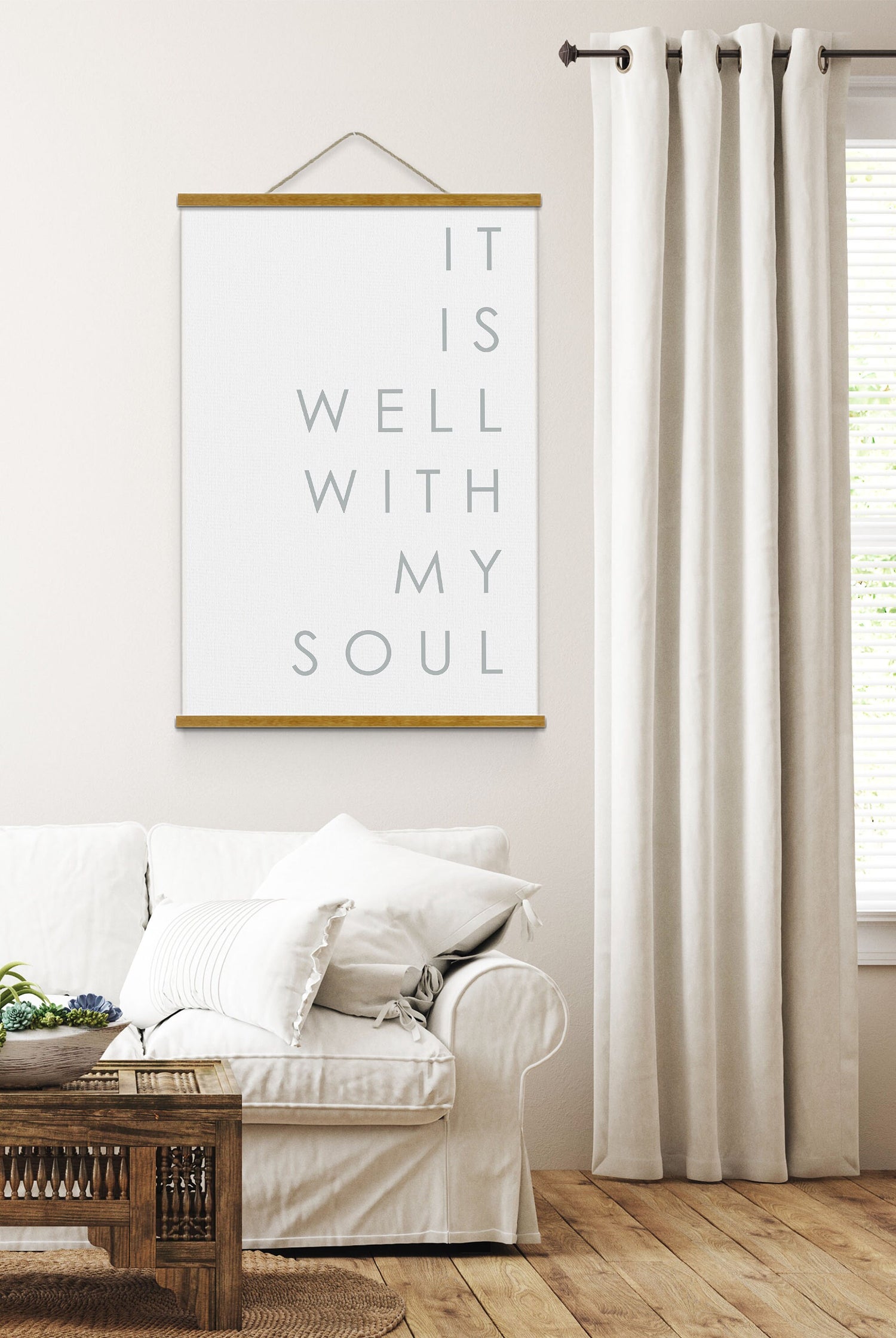 IT IS WELL With My Soul |Hymn Hanging Canvas | It Is Well Modern Farmhouse Wall Art Wood Hanging Canvas