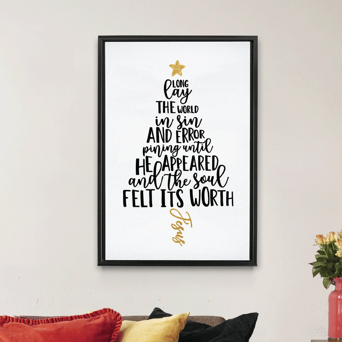 O Holy Night, Christmas Canvas Wall Art, Home Decor Sign, Christmas Decor Idea, Digital, Canvas Print and Frame Options