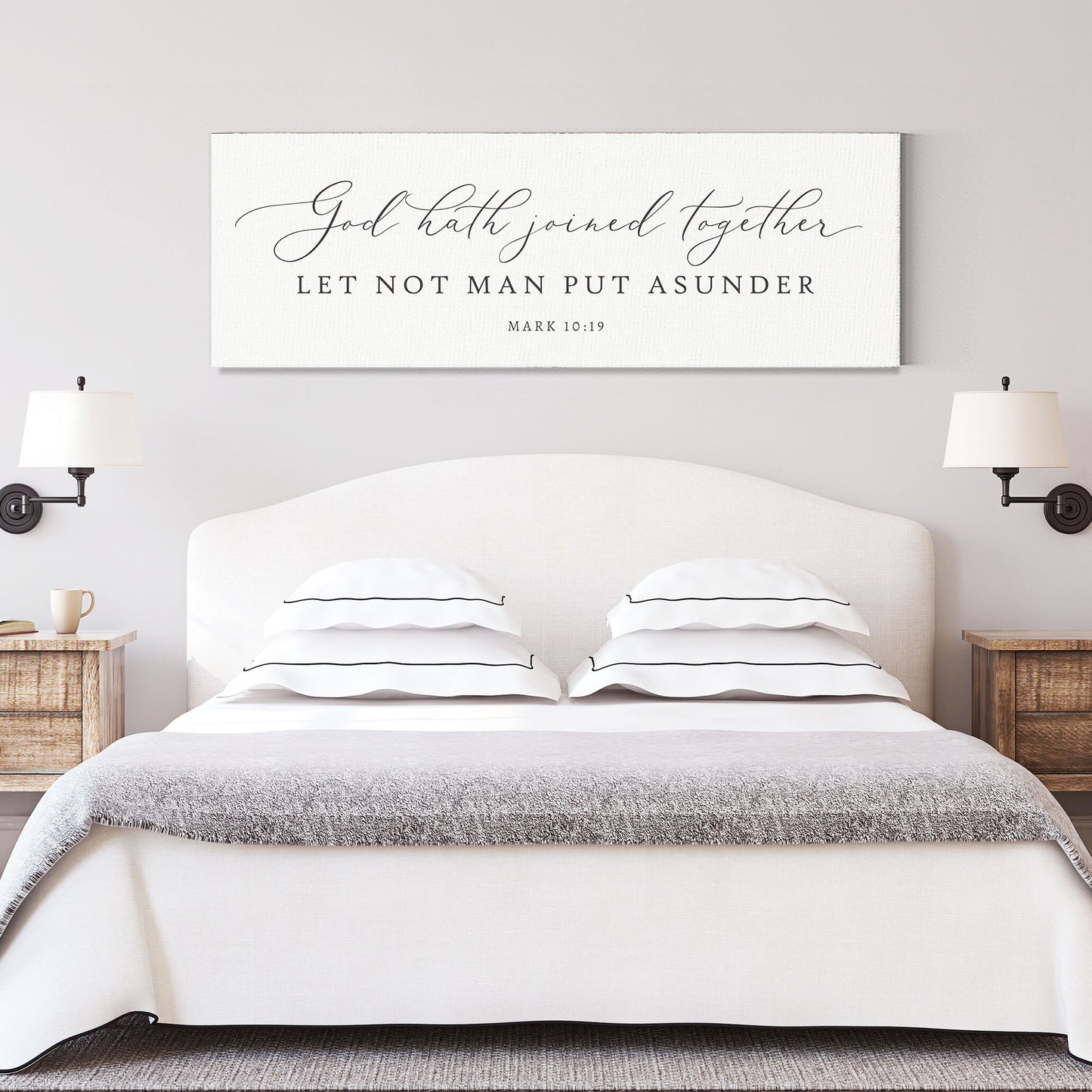 God hath joined together Let not man put asunder | His And Hers Canvas Wall Art Framed | Master Bedroom Above the Bed Prints | Gift for wife