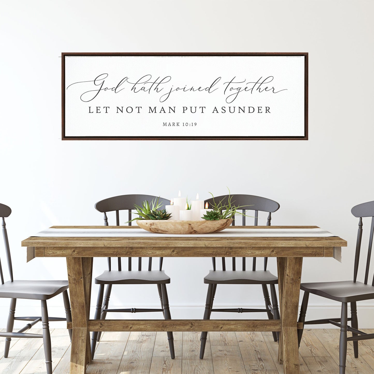 God hath joined together Let not man put asunder | His And Hers Canvas Wall Art Framed | Master Bedroom Above the Bed Prints | Gift for wife