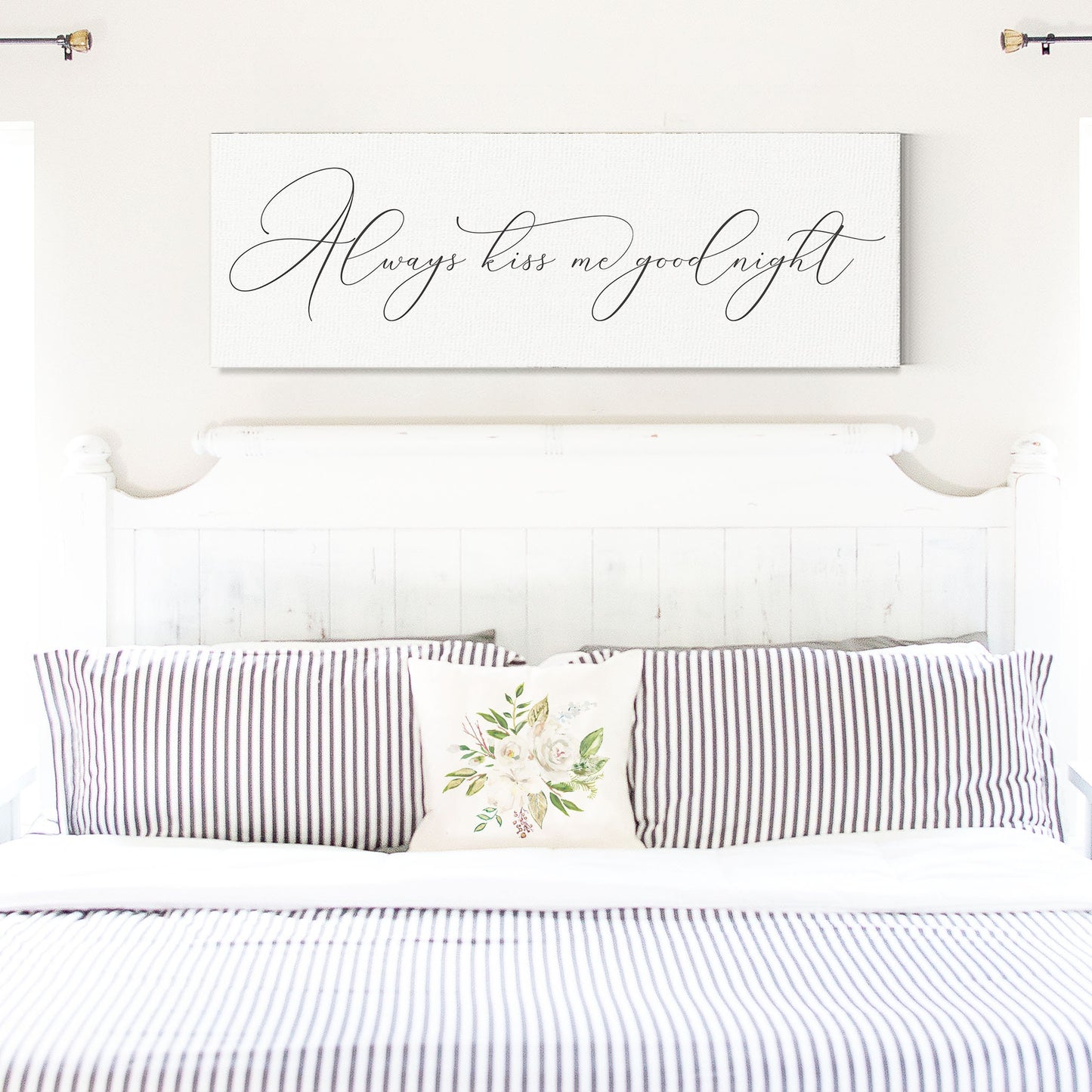 ALWAYS KISS ME Goodnight | Master Bedroom Sign | Home Decor | Farmhouse Wall Art | Signs With Frame Options | Gift for her, Gift for him