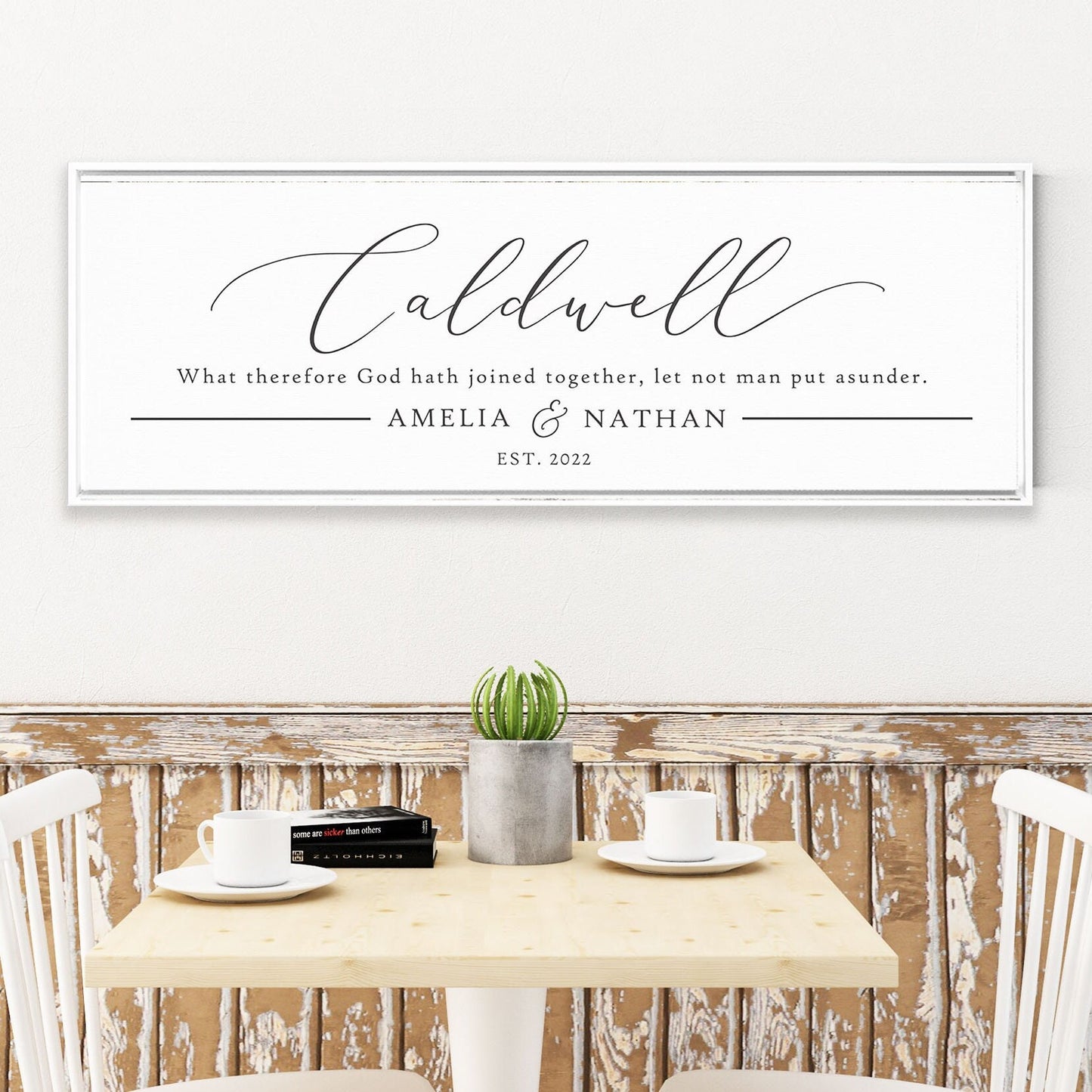 Personalized Family Name Sign What Therefore God hath joined together, let not man put asunder, Husband & Wife Sign, Gift For Wife, Husband