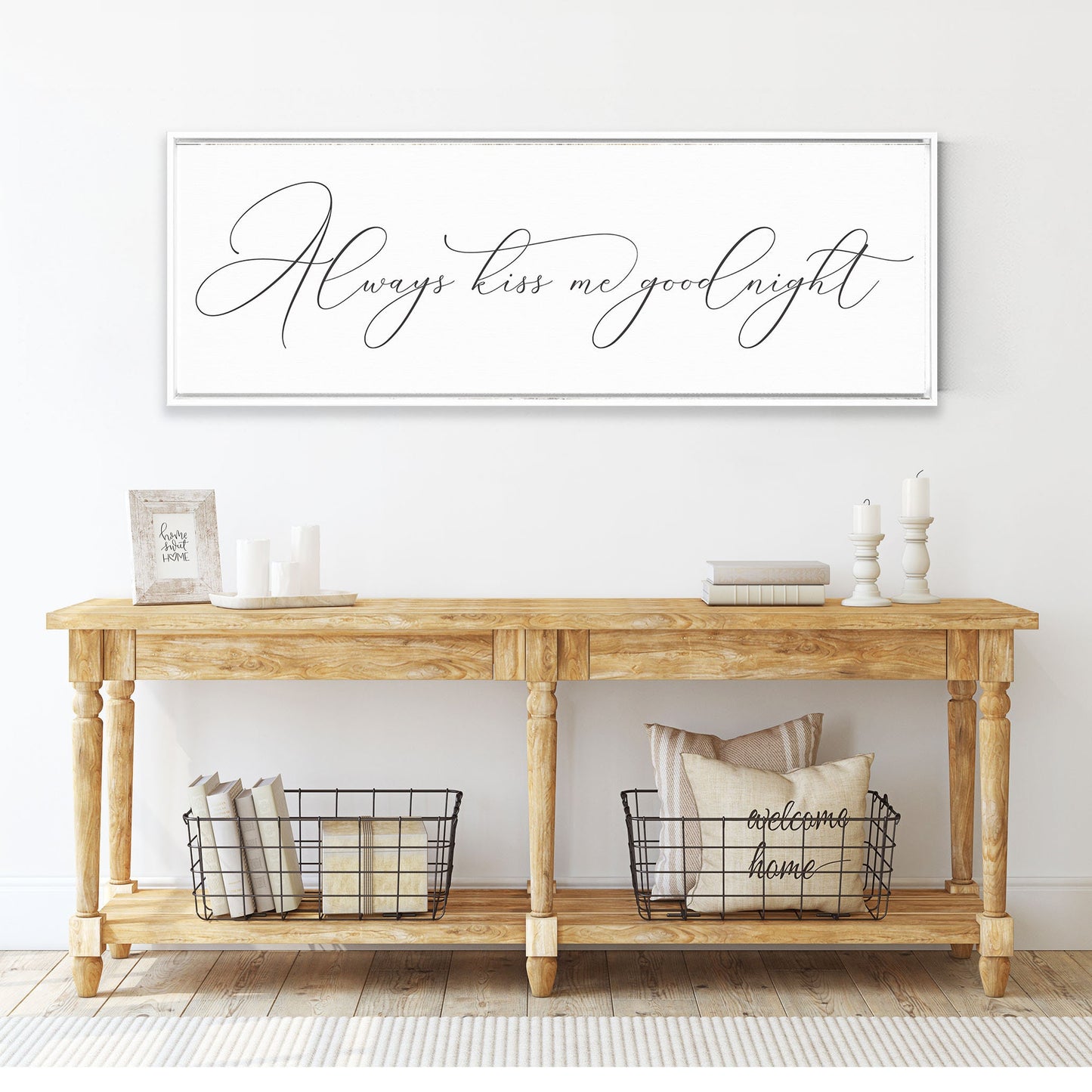 ALWAYS KISS ME Goodnight | Master Bedroom Sign | Home Decor | Farmhouse Wall Art | Signs With Frame Options | Gift for her, Gift for him
