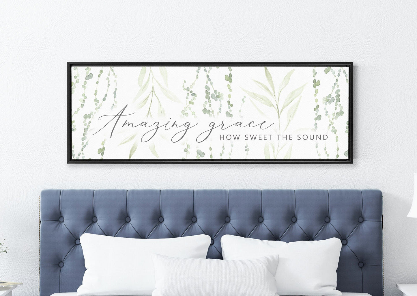 Amazing Grace, Floral Botanical Canvas Wall Art, | Christian Wall Art | Greenery Painting | Botanical Wall Art | Farmhouse