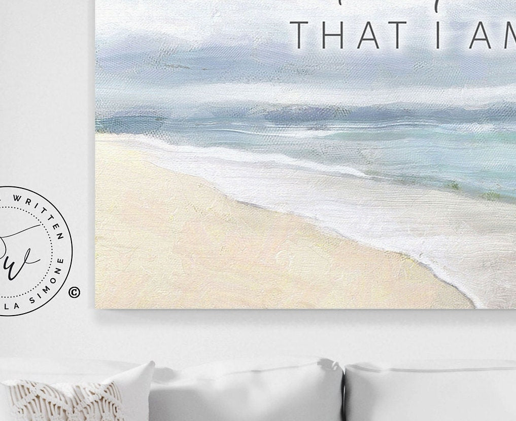 Be Still And Know That I Am God Coastal Canvas Wall Art, | Christian Wall Art | Coastal Beach Painting | Beach Coastal Wall Art | Farmhouse