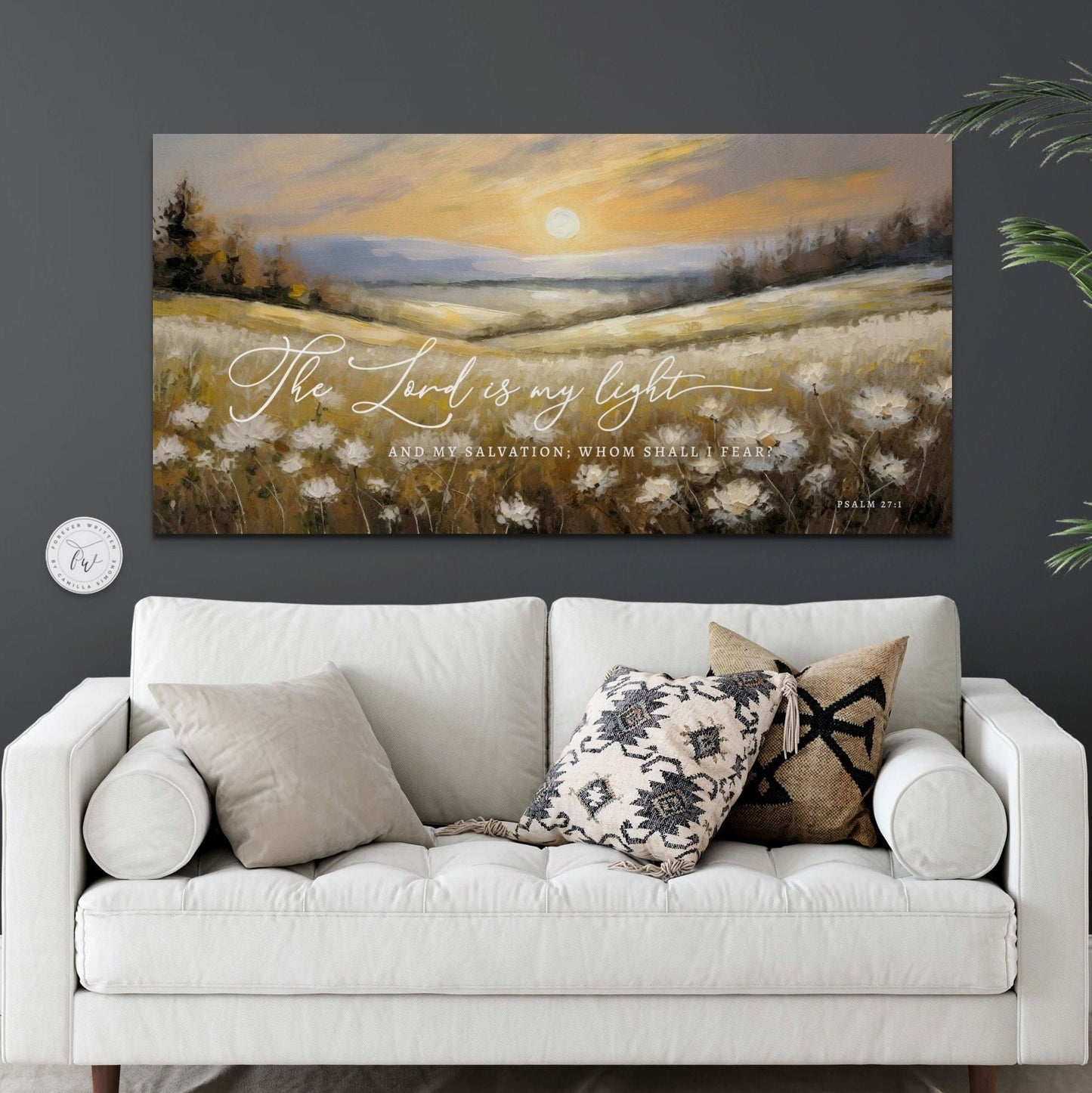 The Lord is my light, canvas Christian Wall Art. Classic Home Décor. Psalm 27:1