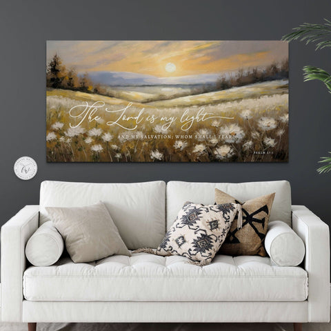 The Lord is my light, canvas Christian Wall Art. Classic Home Décor. Psalm 27:1