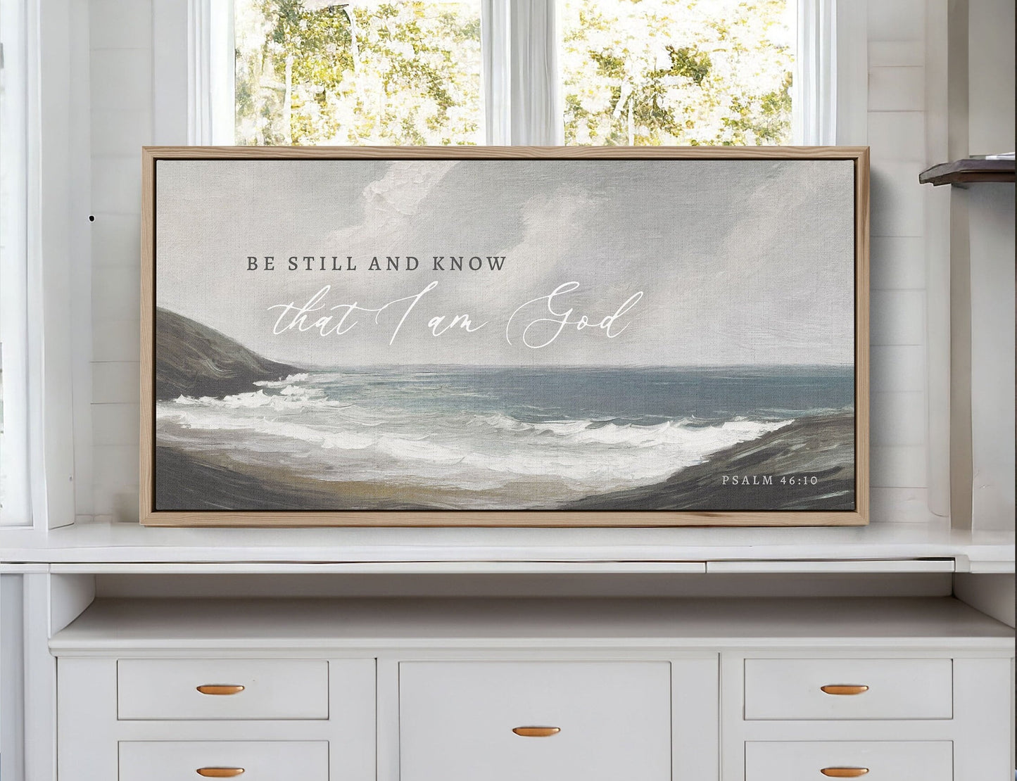 Christian Wall Art | Be Still and Know That I Am God, Vintage oil Painting Print on Canvas | Wall Art | Psalm 46:10 Scripture Wall Art |