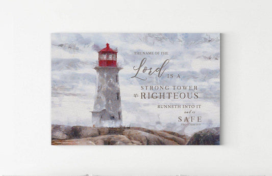 The Name Of The Lord Is A Strong Tower | Proverbs 18:10 | Scripture Wall Art - Forever Written