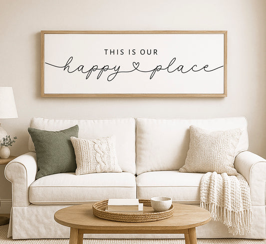 a living room with a white couch and a coffee table