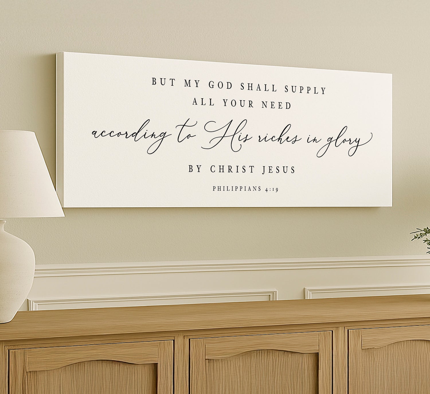 a white canvas with a bible verse on it