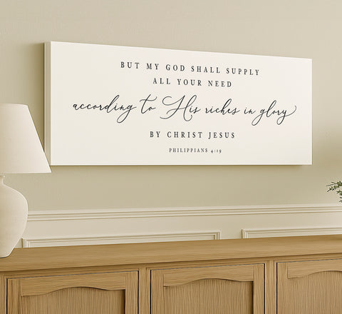 a white canvas with a bible verse on it