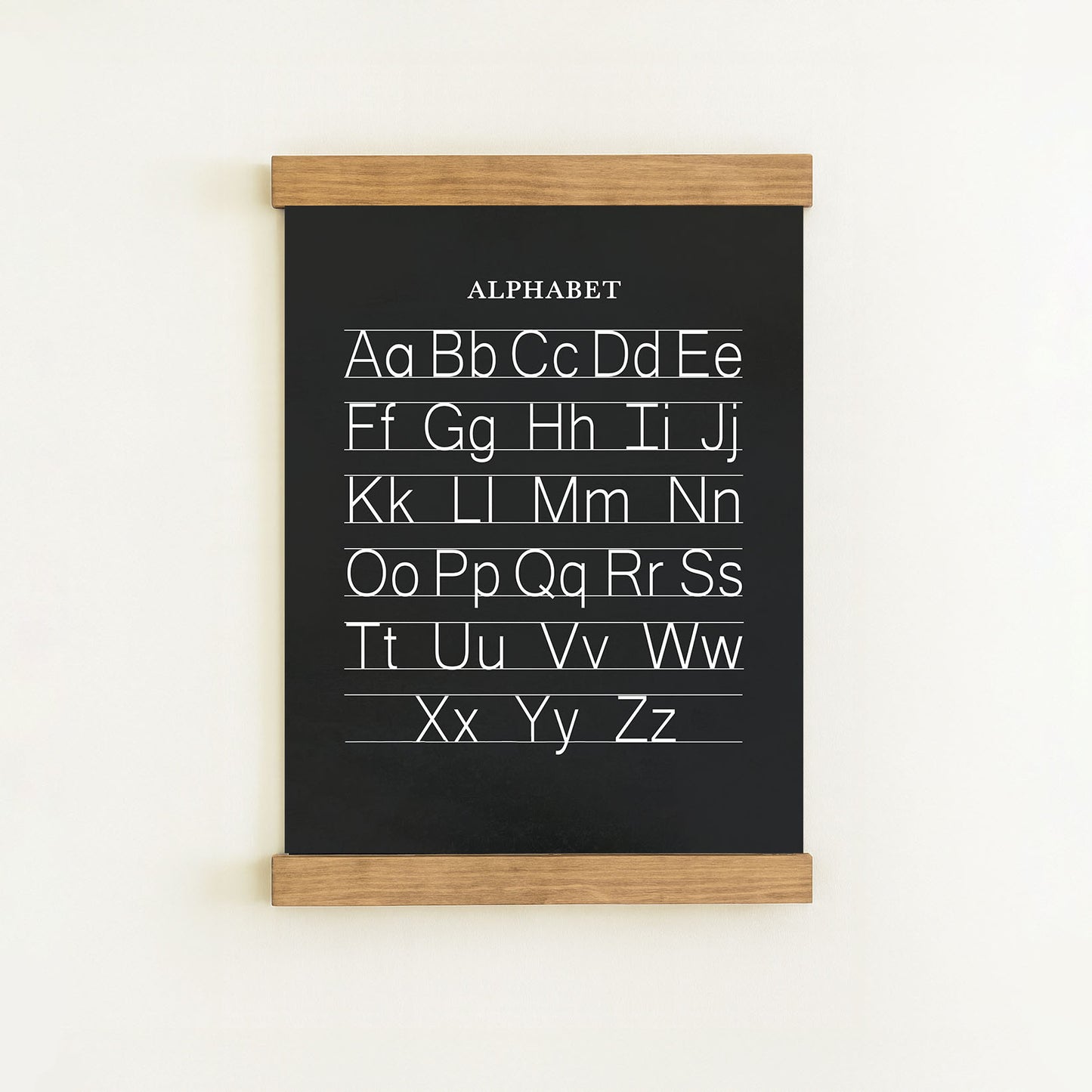 a blackboard with the alphabet written on it.