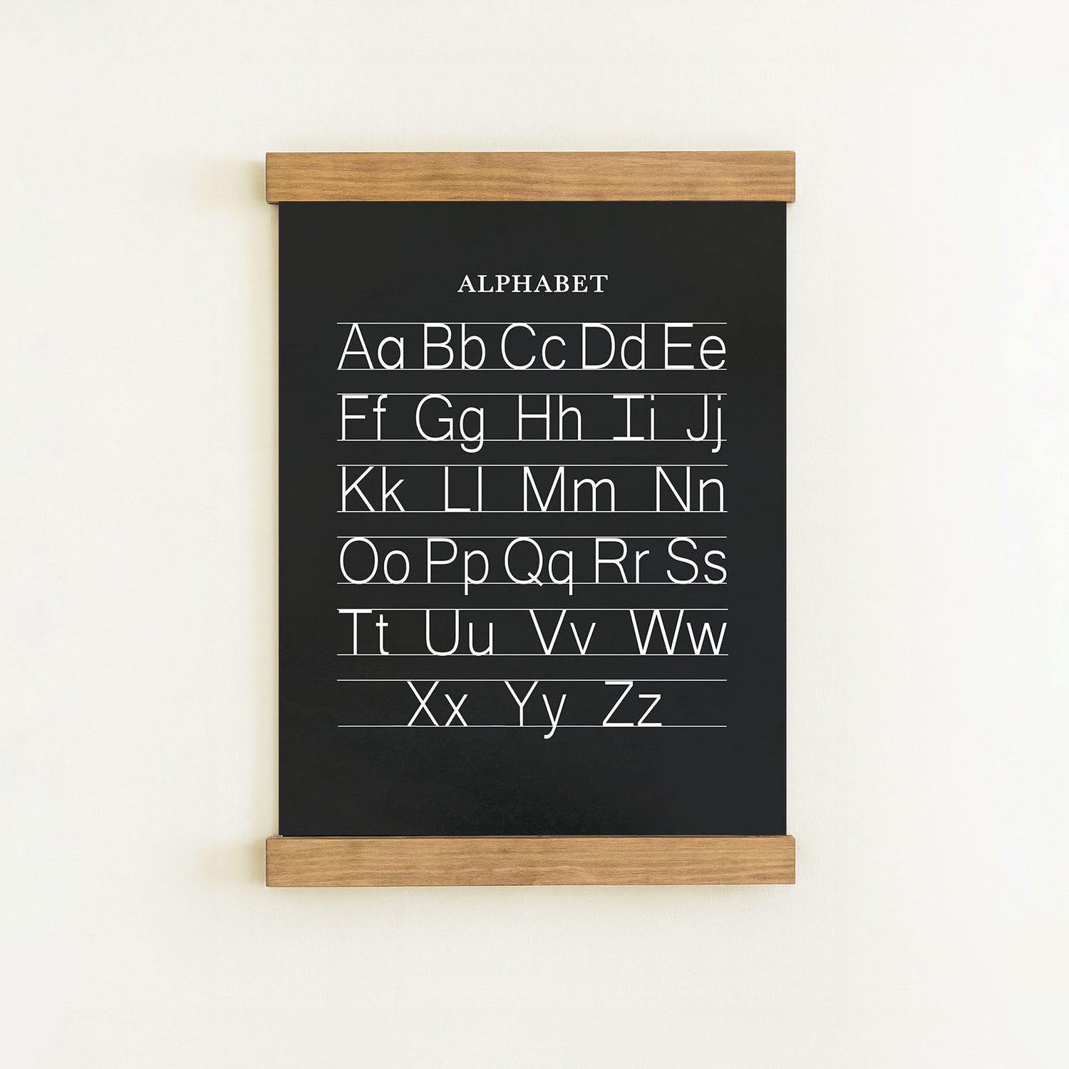 a blackboard with the alphabet written on it.